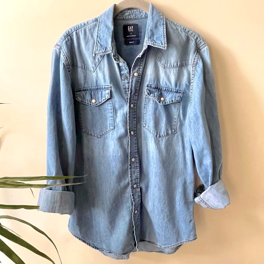 Gap Western Style Denim Shirt with Pearl Snaps